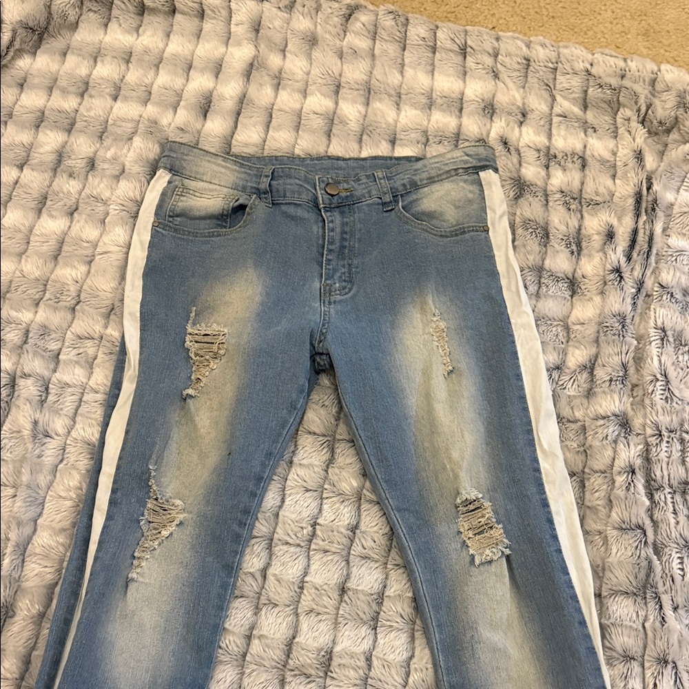 Trendy Blue Distressed Kids Jeans